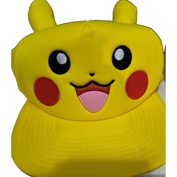 Pokemon Other - 2017 Pikachu Face Foam Hat With Ears‎ Yellow Pokemon Snapback Cartoon Anime